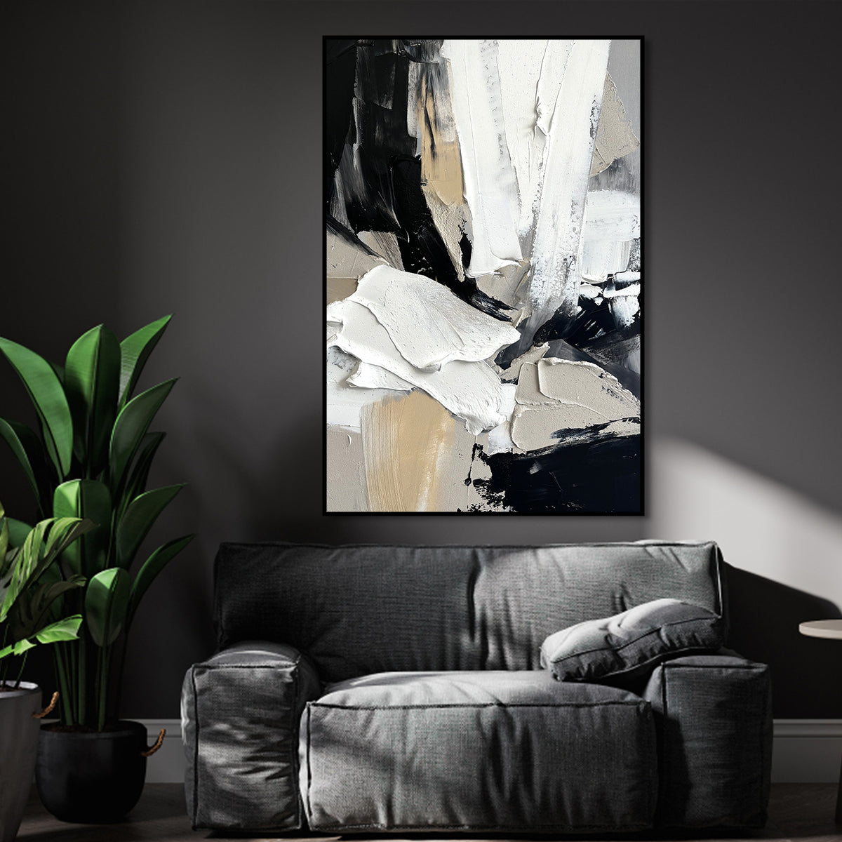 Monochrome Mélange bold abstract painting for home decor