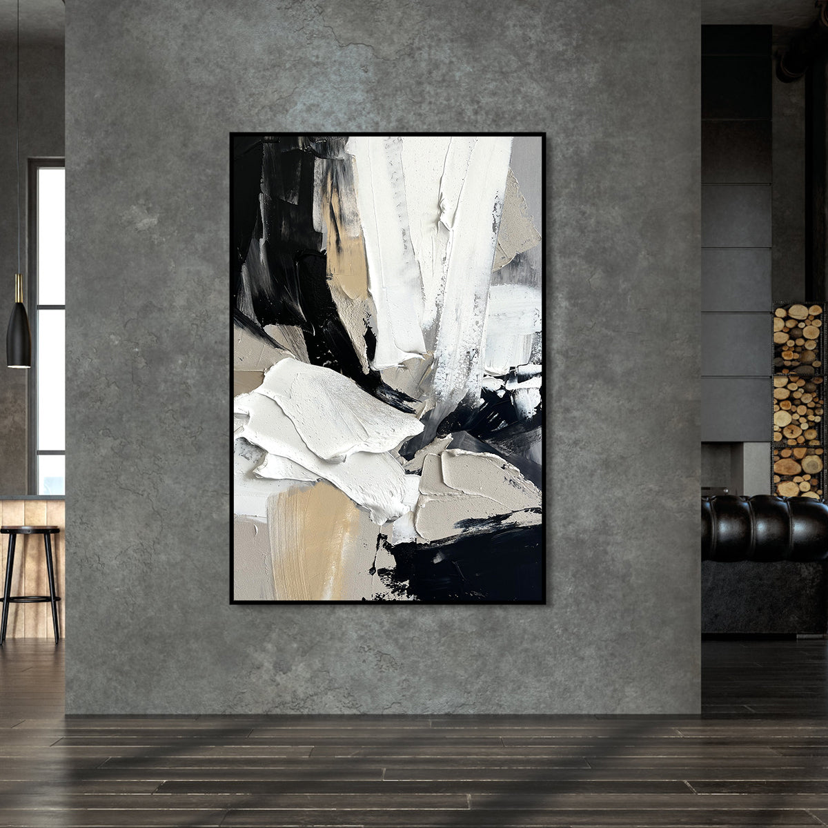 Monochrome Mélange bold abstract painting for home decor
