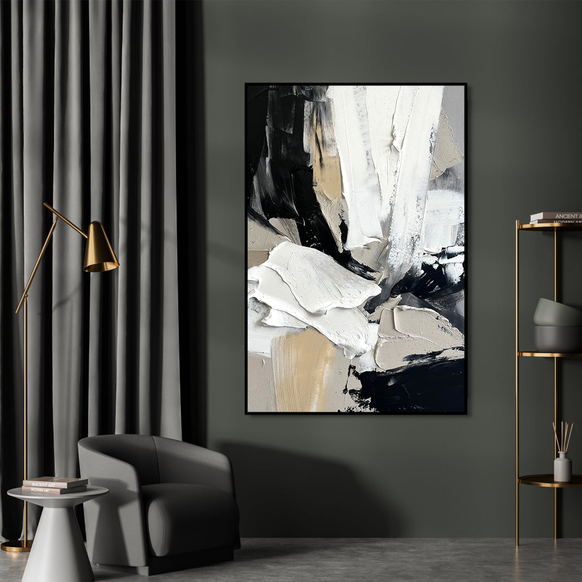 Monochrome Mélange bold abstract painting for home decor