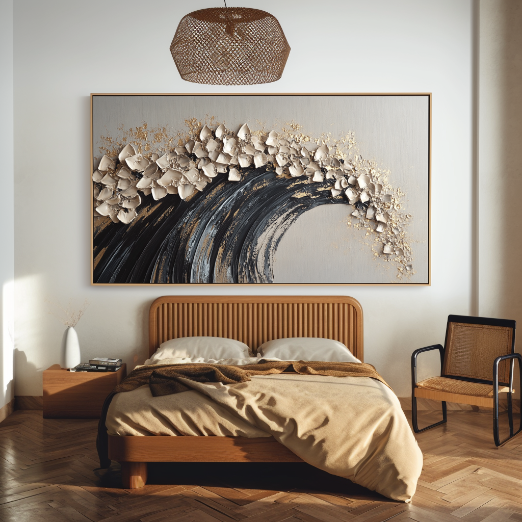Large Textured Abstract Wall Art – Hand Painted 3D Canvas for Modern Homes