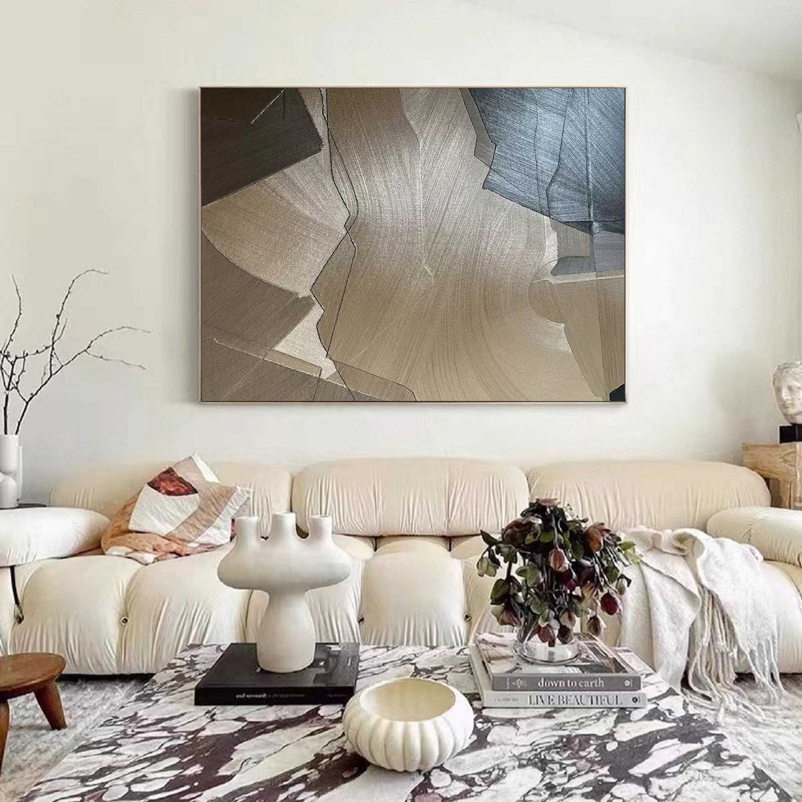 Earthen Splits – Unique Wall Art for Living Room in Neutral Earth Tones