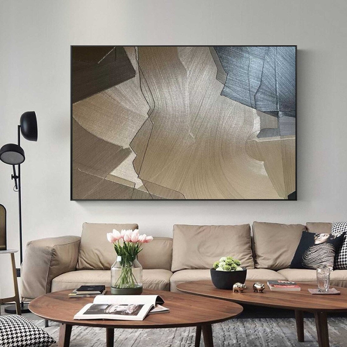 Earthen Splits – Unique Wall Art for Living Room in Neutral Earth Tones