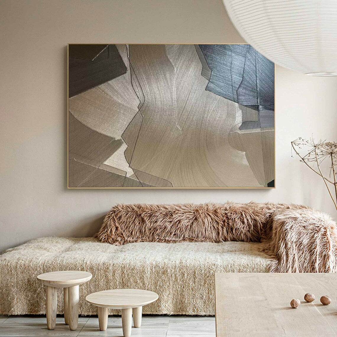 Earthen Splits – Unique Wall Art for Living Room in Neutral Earth Tones