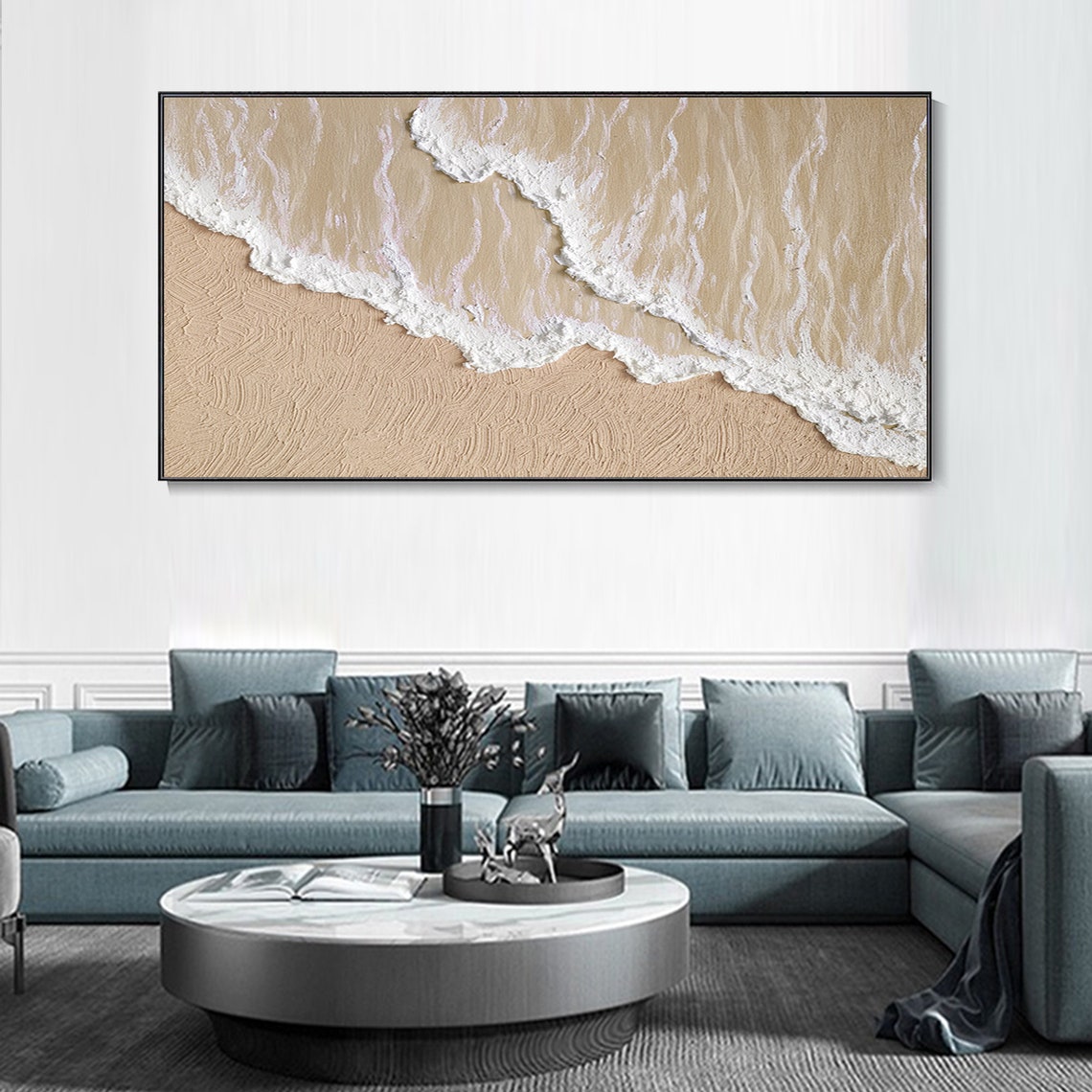 Serene Shoreline – Textured Beach Wall Art with Waves and Sand