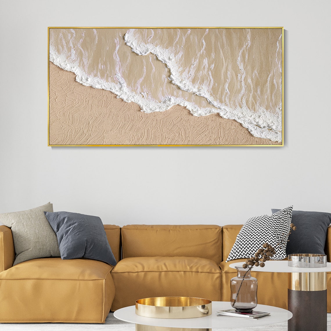 Serene Shoreline – Textured Beach Wall Art with Waves and Sand