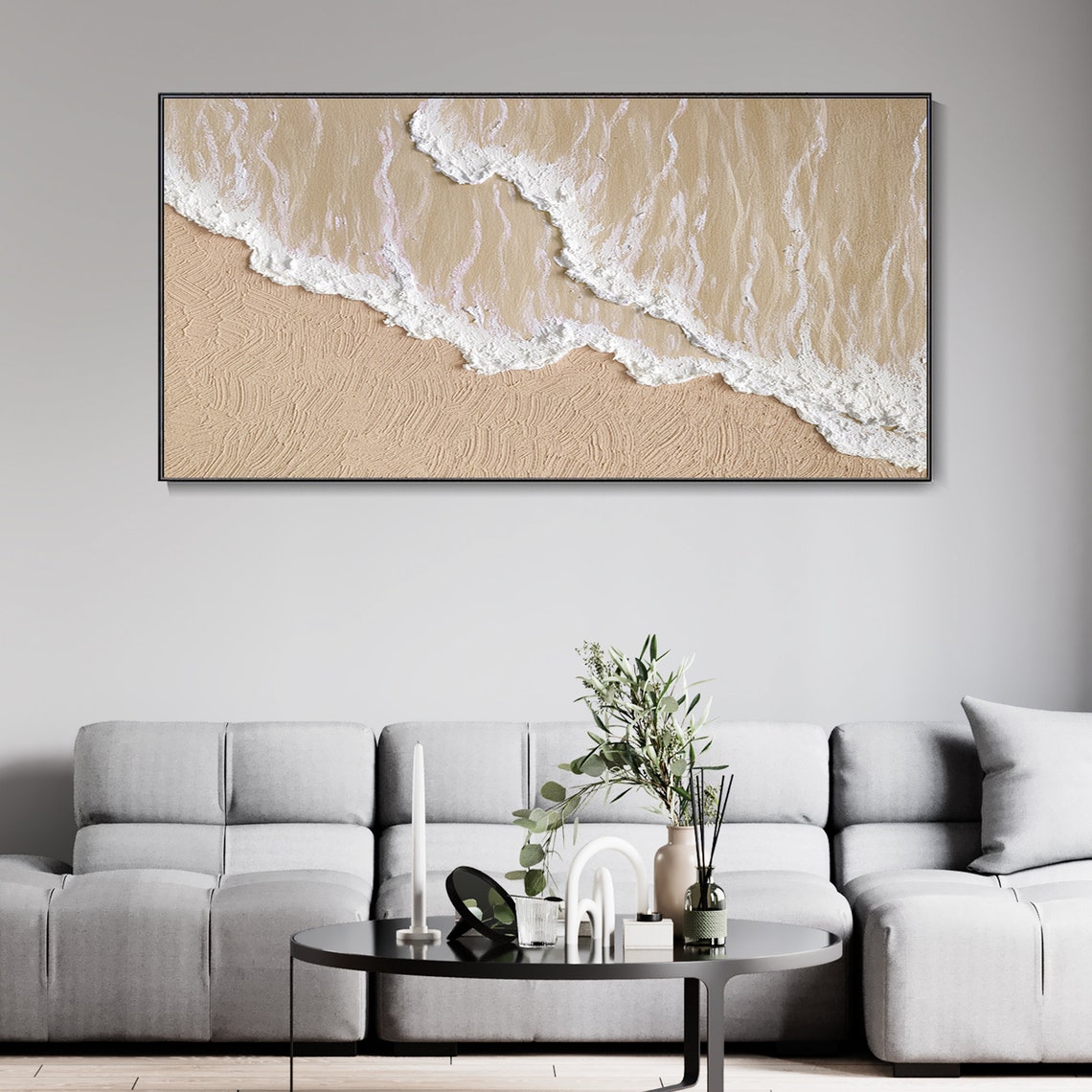 Serene Shoreline – Textured Beach Wall Art with Waves and Sand