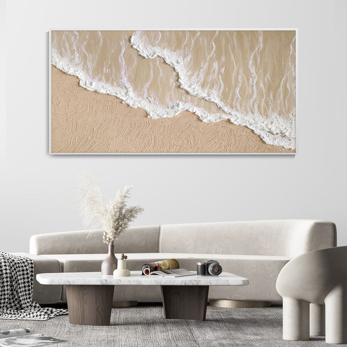 Serene Shoreline – Textured Beach Wall Art with Waves and Sand