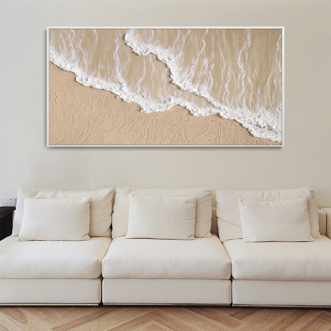 Serene Shoreline – Textured Beach Wall Art with Waves and Sand