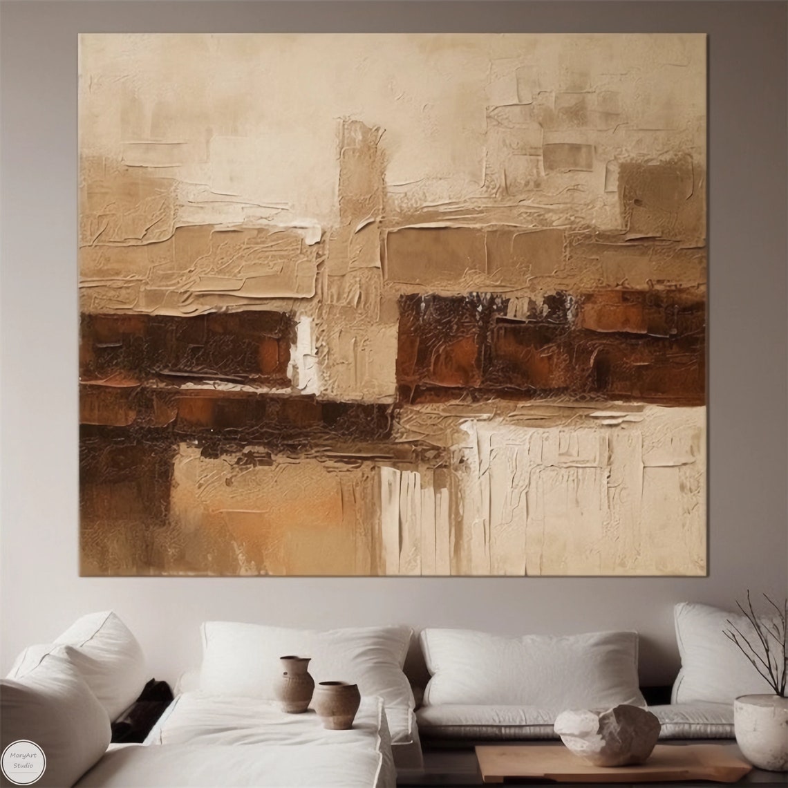 Earthen Reflections - Textured Wall Art with Earthy Colors