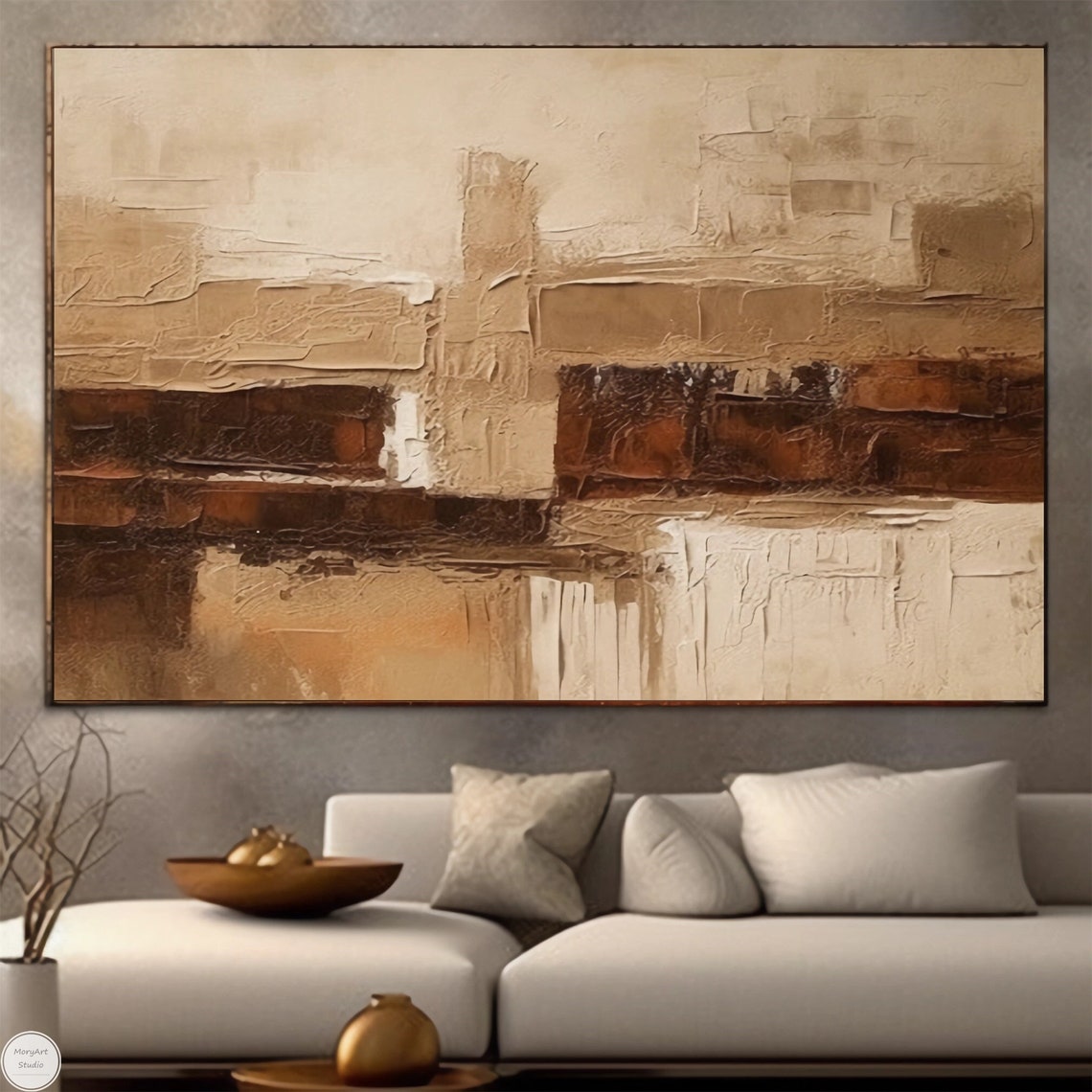 Earthen Reflections - Textured Wall Art with Earthy Colors