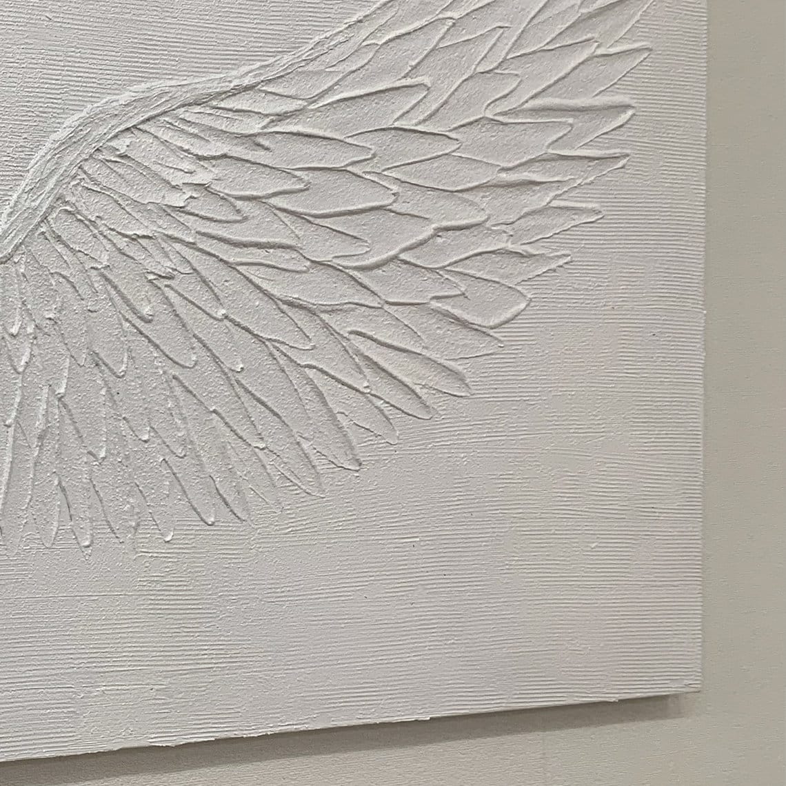 Whisper of Wings – Textured Angel Wing Wall Art on Neutral Canvas