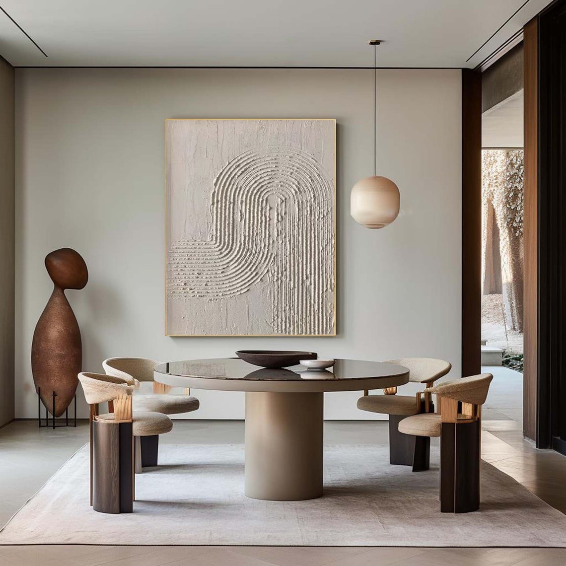 Minimalist wall art textured abstract canvas with neutral tones for modern interiors