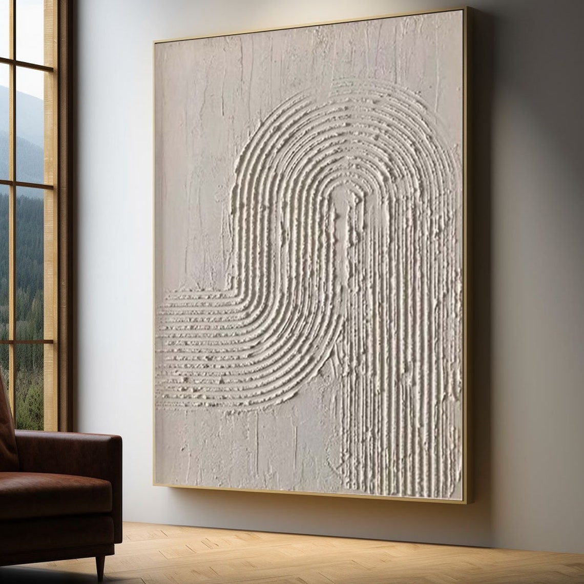 Minimalist wall art textured abstract canvas with neutral tones for modern interiors