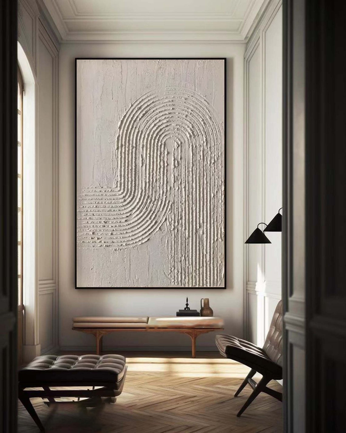 Minimalist wall art textured abstract canvas with neutral tones for modern interiors