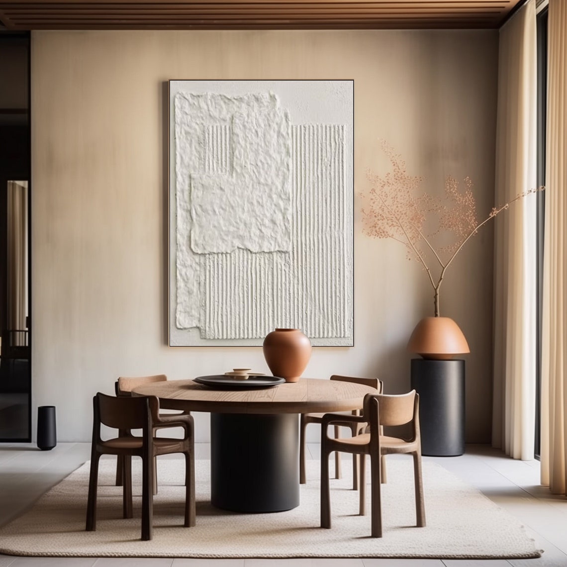 Abstract painting minimalist textured canvas wall art in neutral tones
