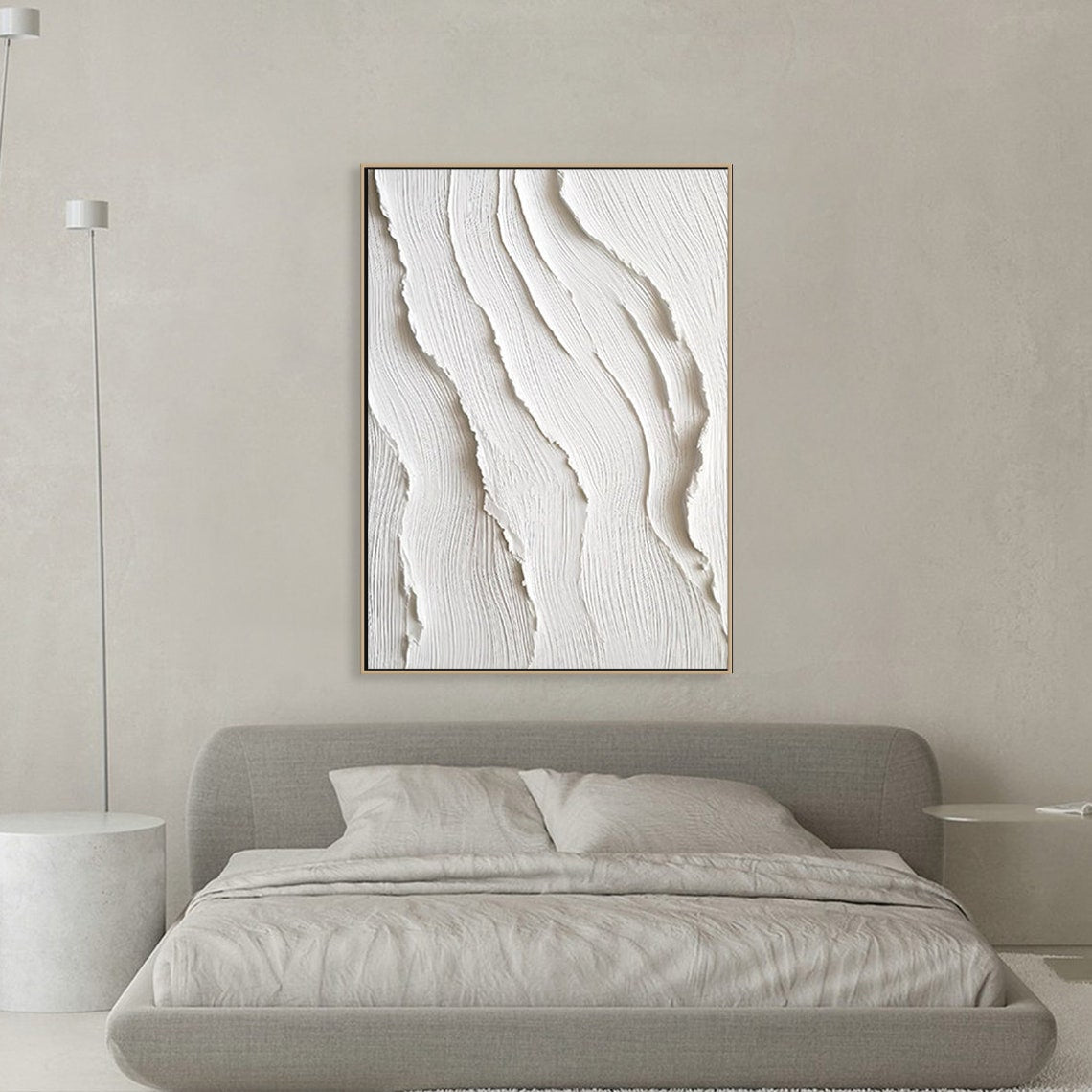 Tranquil Dune Artistry textured art on canvas white minimalist wall decor
