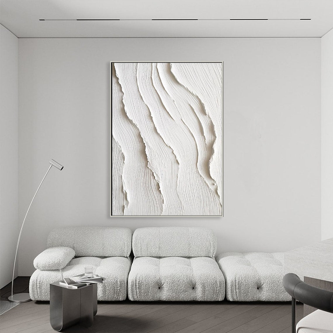 Tranquil Dune Artistry textured art on canvas white minimalist wall decor