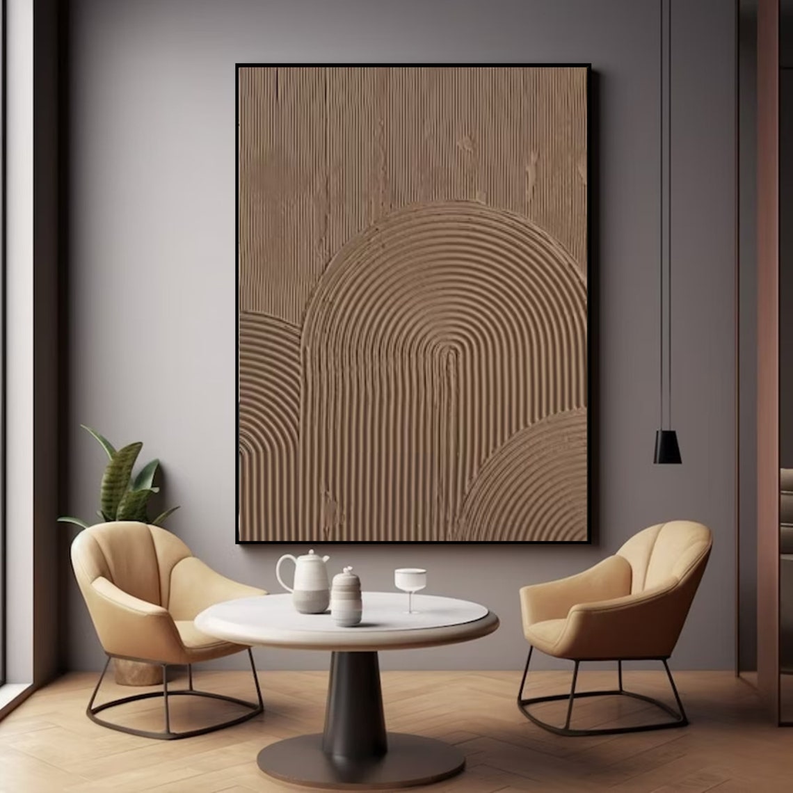 Aureate Zenith large canvas wall art with textured geometric arches