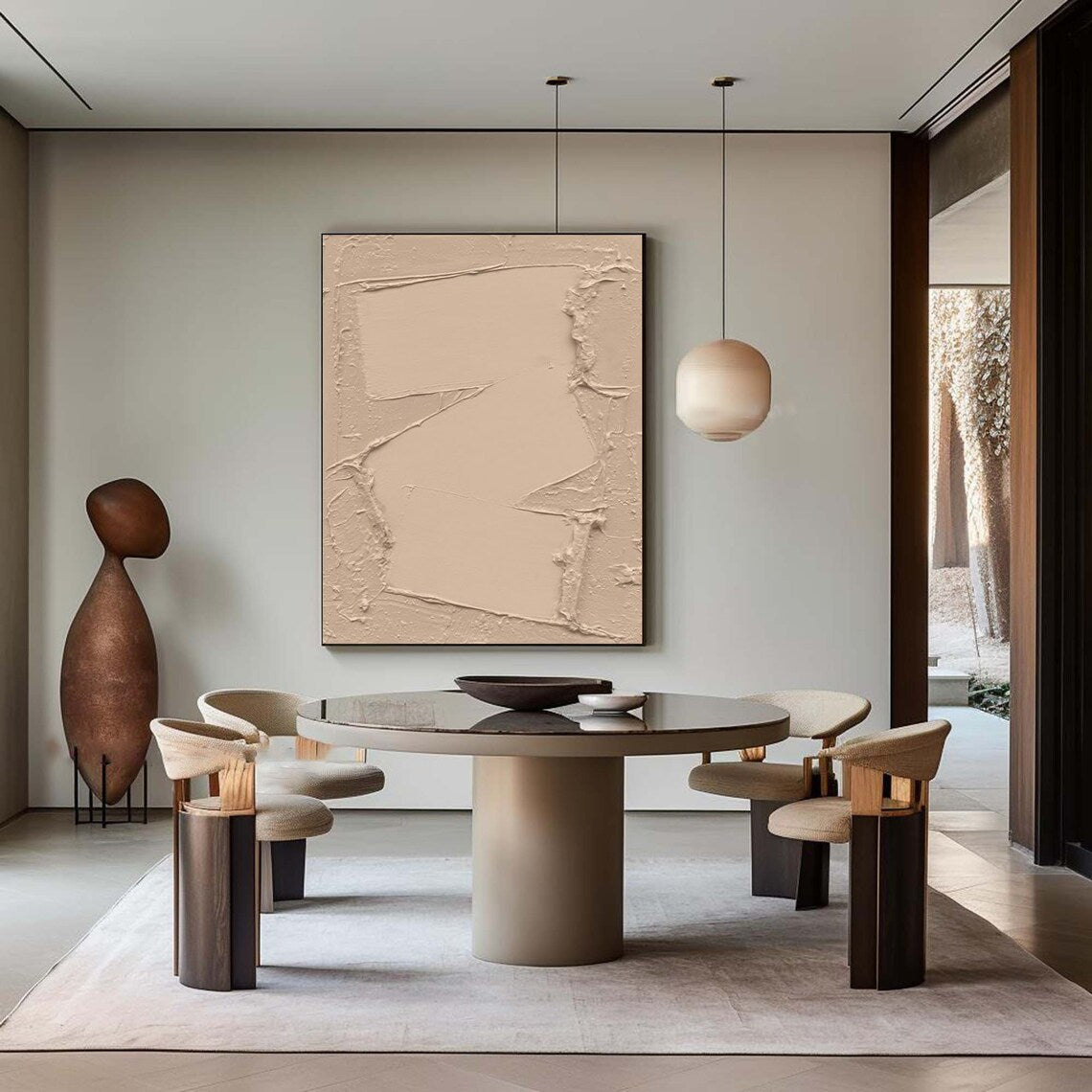 Ethereal Clay Canvas – Beige abstract wall art with textured minimalist design