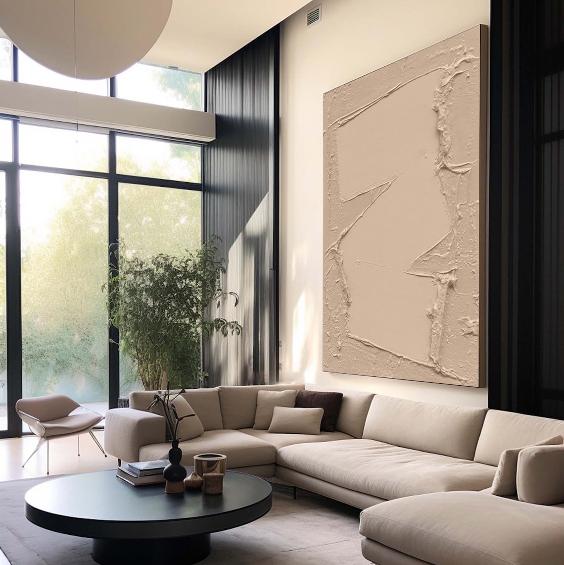 Ethereal Clay Canvas – Beige abstract wall art with textured minimalist design