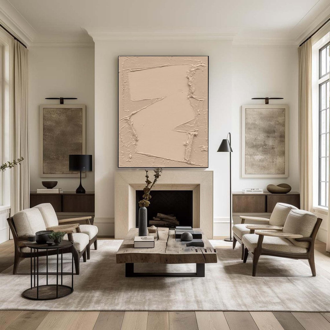Ethereal Clay Canvas – Beige abstract wall art with textured minimalist design
