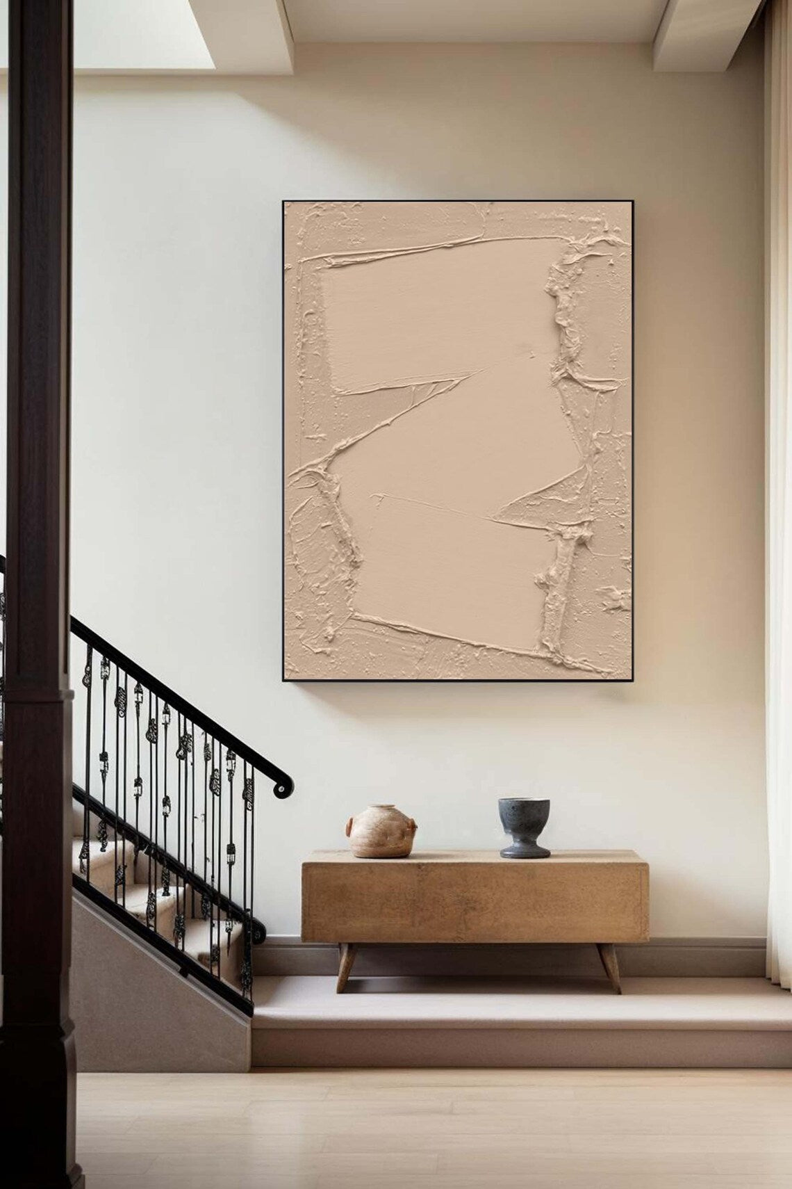 Ethereal Clay Canvas – Beige abstract wall art with textured minimalist design