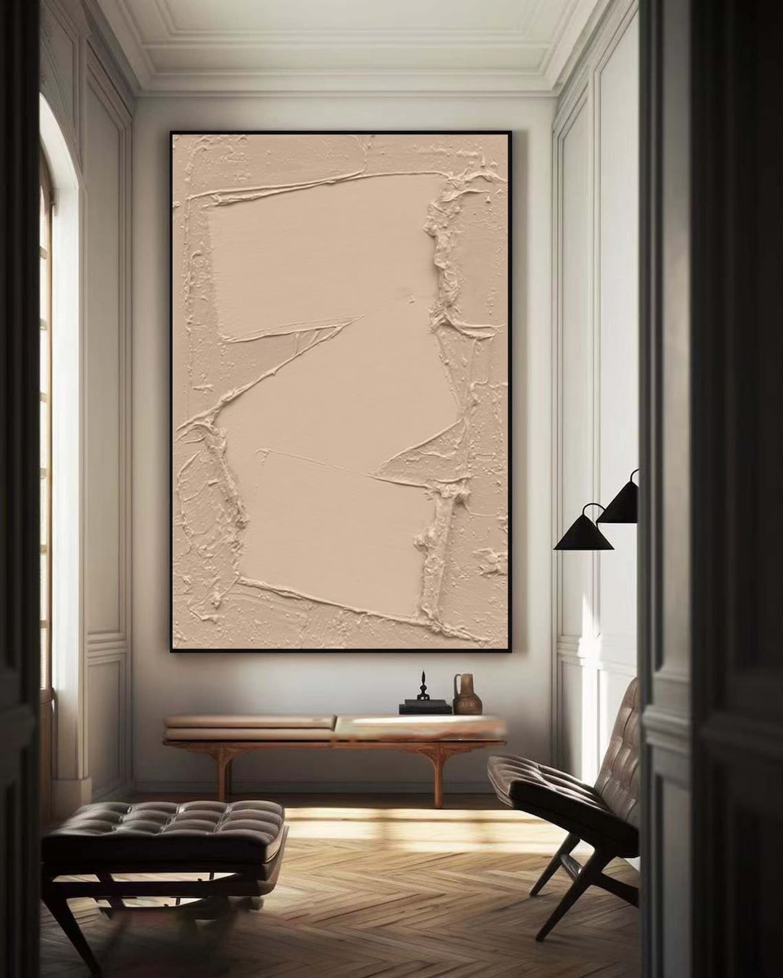 Ethereal Clay Canvas – Beige abstract wall art with textured minimalist design