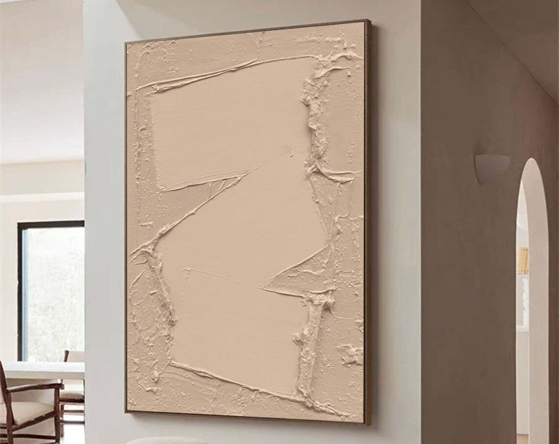 Ethereal Clay Canvas – Beige abstract wall art with textured minimalist design