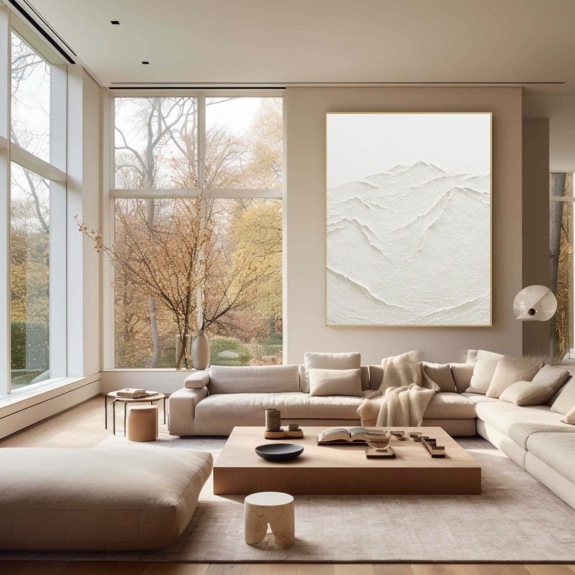 Alpine Serenity abstract expressionism textured canvas painting with mountain-inspired design