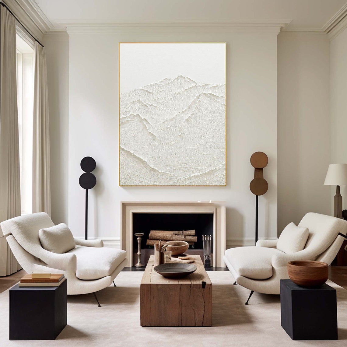 Alpine Serenity abstract expressionism textured canvas painting with mountain-inspired design