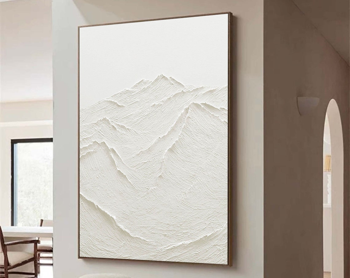 Alpine Serenity abstract expressionism textured canvas painting with mountain-inspired design