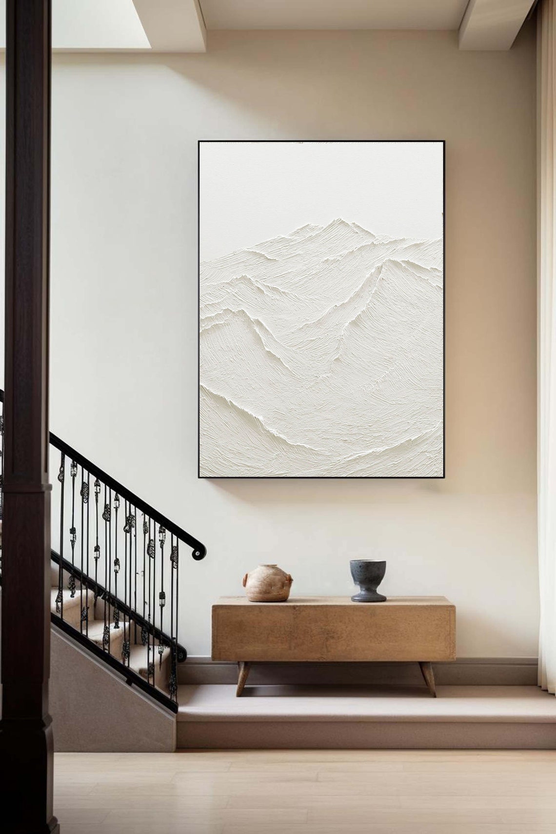 Alpine Serenity abstract expressionism textured canvas painting with mountain-inspired design