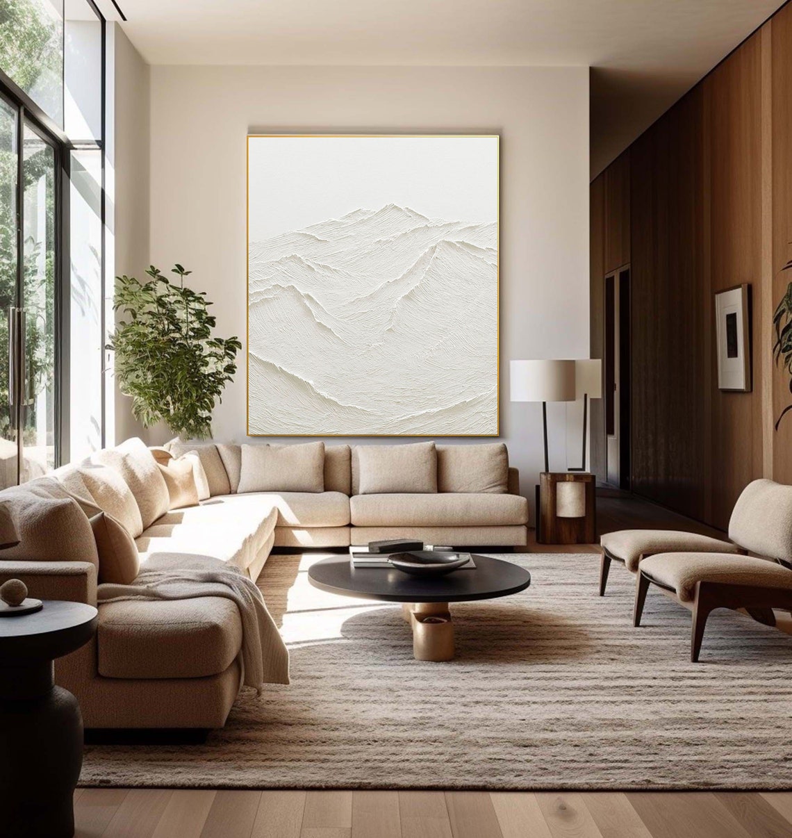 Alpine Serenity abstract expressionism textured canvas painting with mountain-inspired design