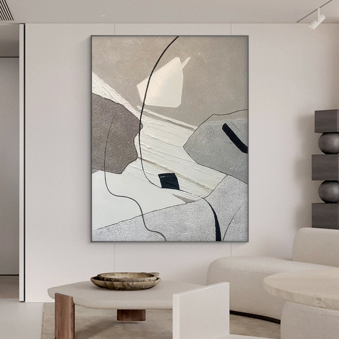 Abstract Geometric Elegance oil painting abstract art with textured geometric design