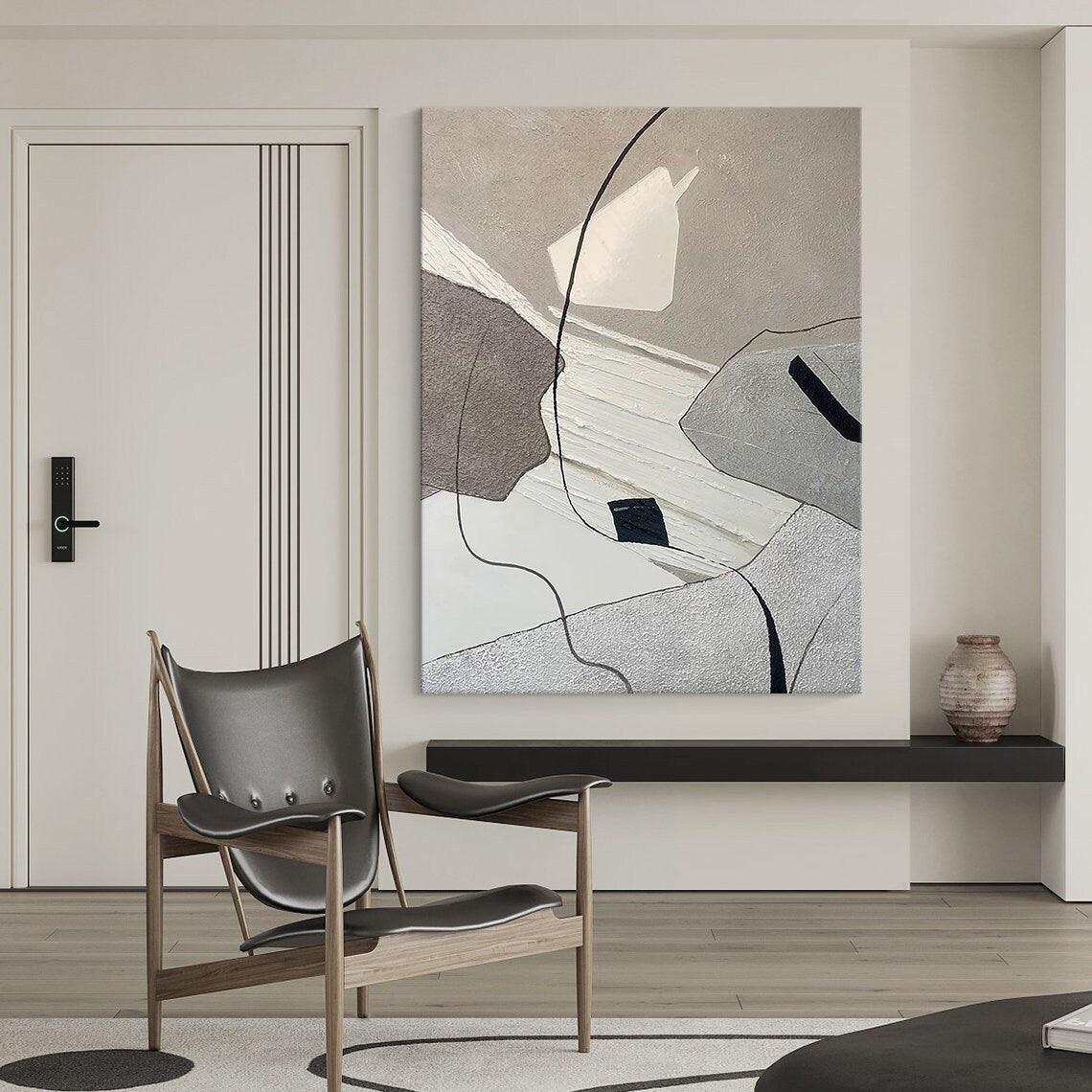 Abstract Geometric Elegance oil painting abstract art with textured geometric design