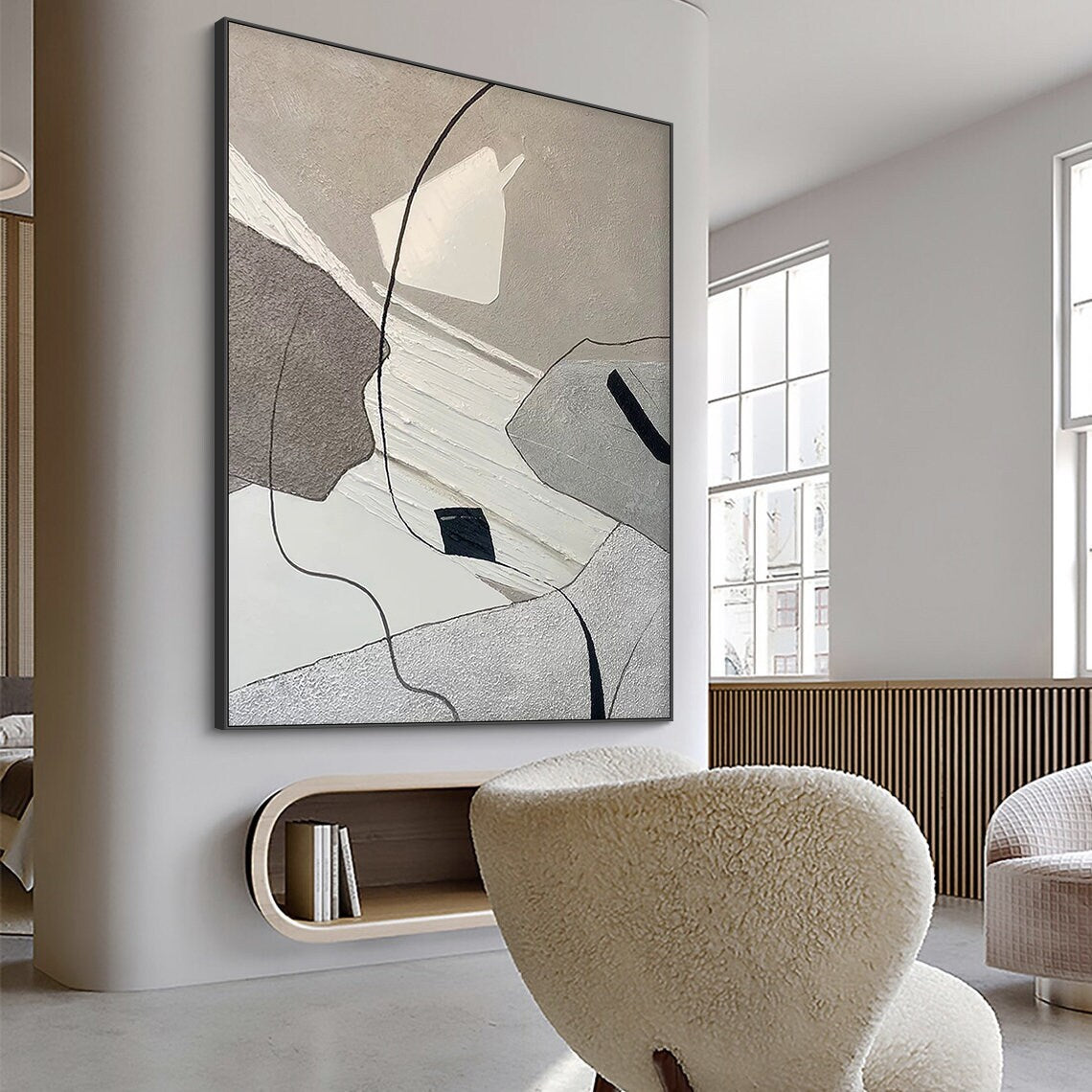 Abstract Geometric Elegance oil painting abstract art with textured geometric design