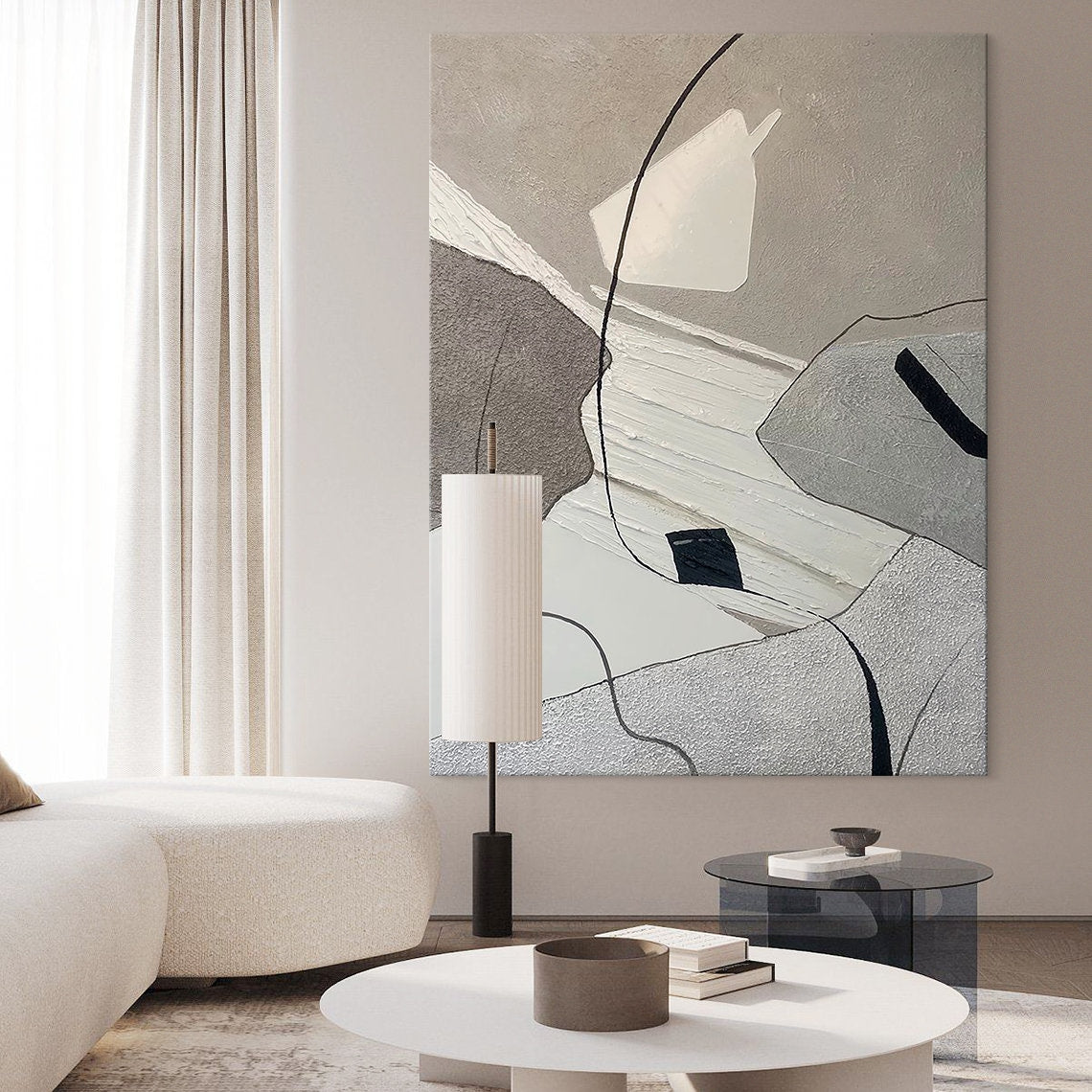 Abstract Geometric Elegance oil painting abstract art with textured geometric design