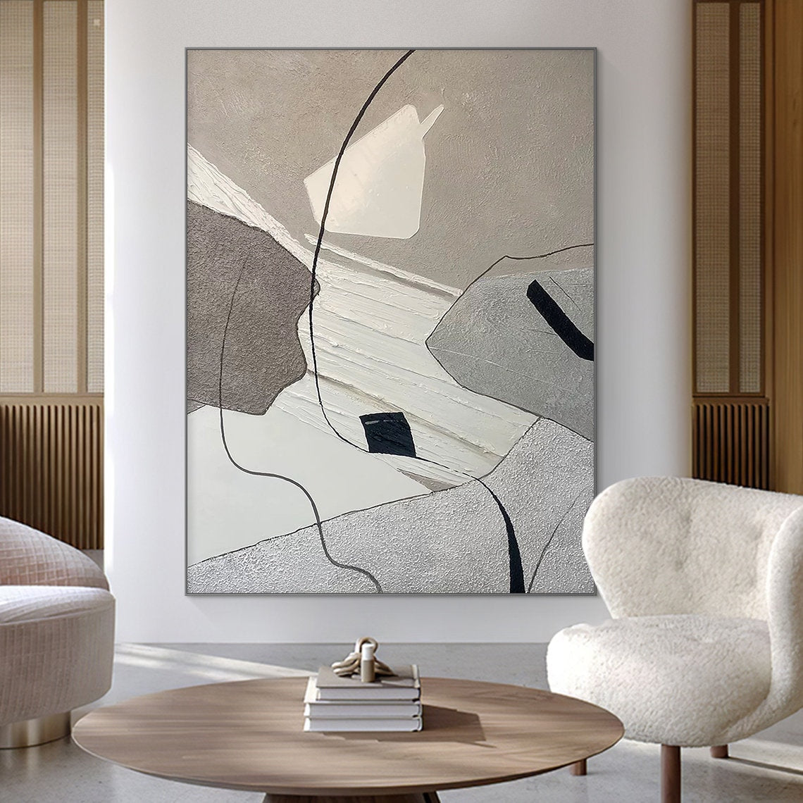 Abstract Geometric Elegance oil painting abstract art with textured geometric design
