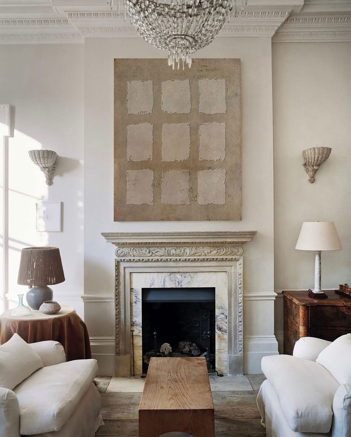 Cubic Echoes wabi sabi wall art minimalist textured geometric painting