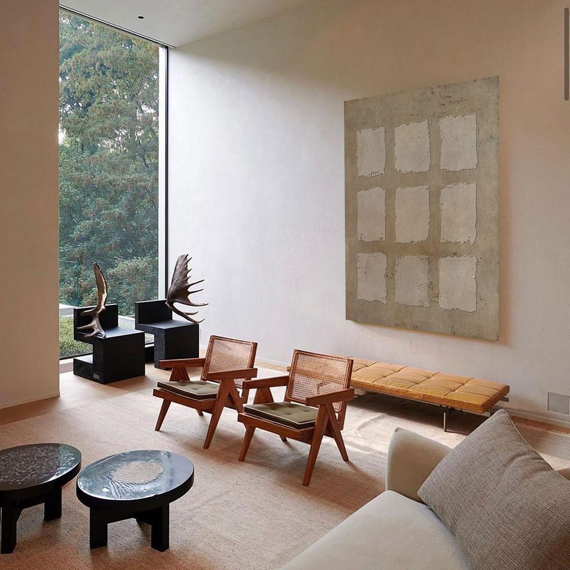 Cubic Echoes wabi sabi wall art minimalist textured geometric painting