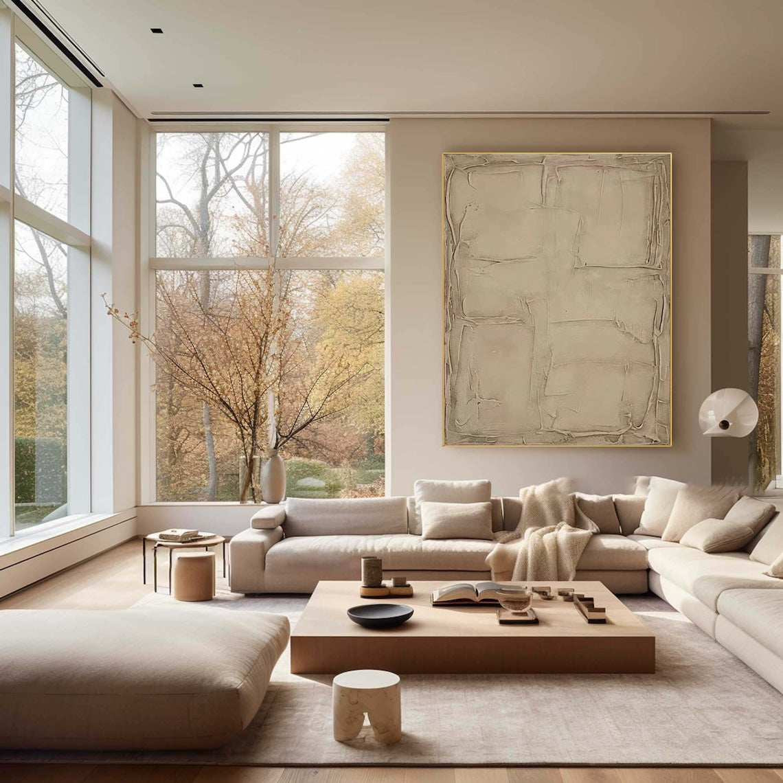 Ethereal Clay Canvas minimalist abstract painting with textured beige design