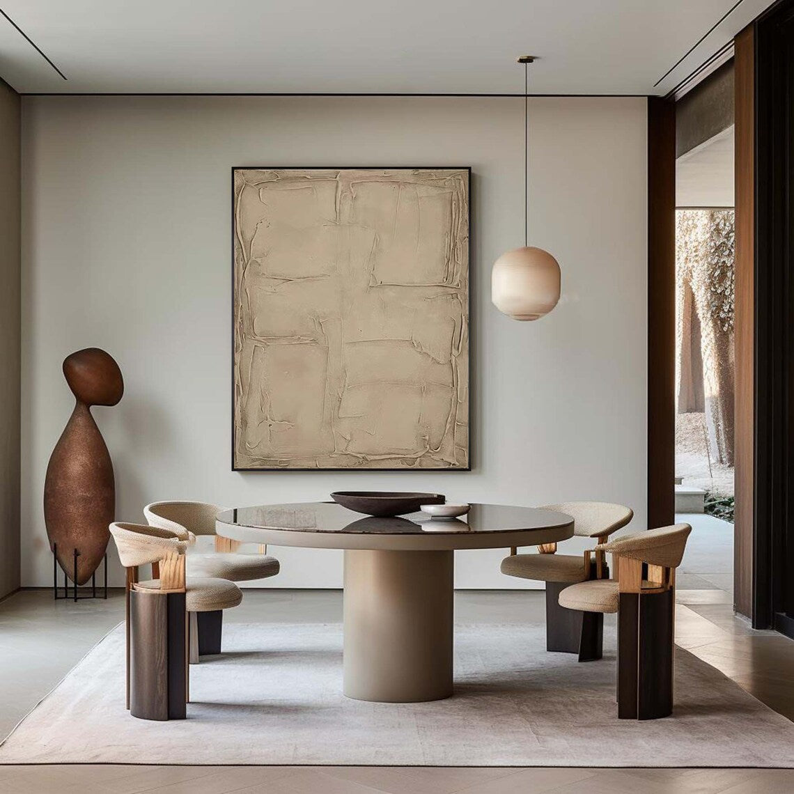 Ethereal Clay Canvas minimalist abstract painting with textured beige design