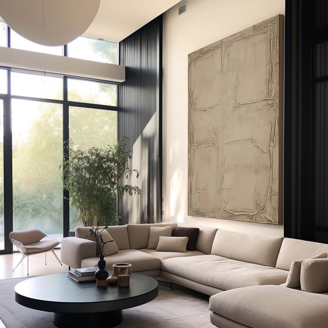 Ethereal Clay Canvas minimalist abstract painting with textured beige design