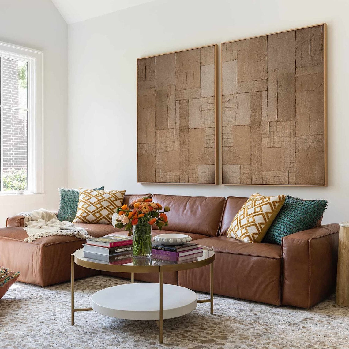 Abstract Earth Tones Diptych