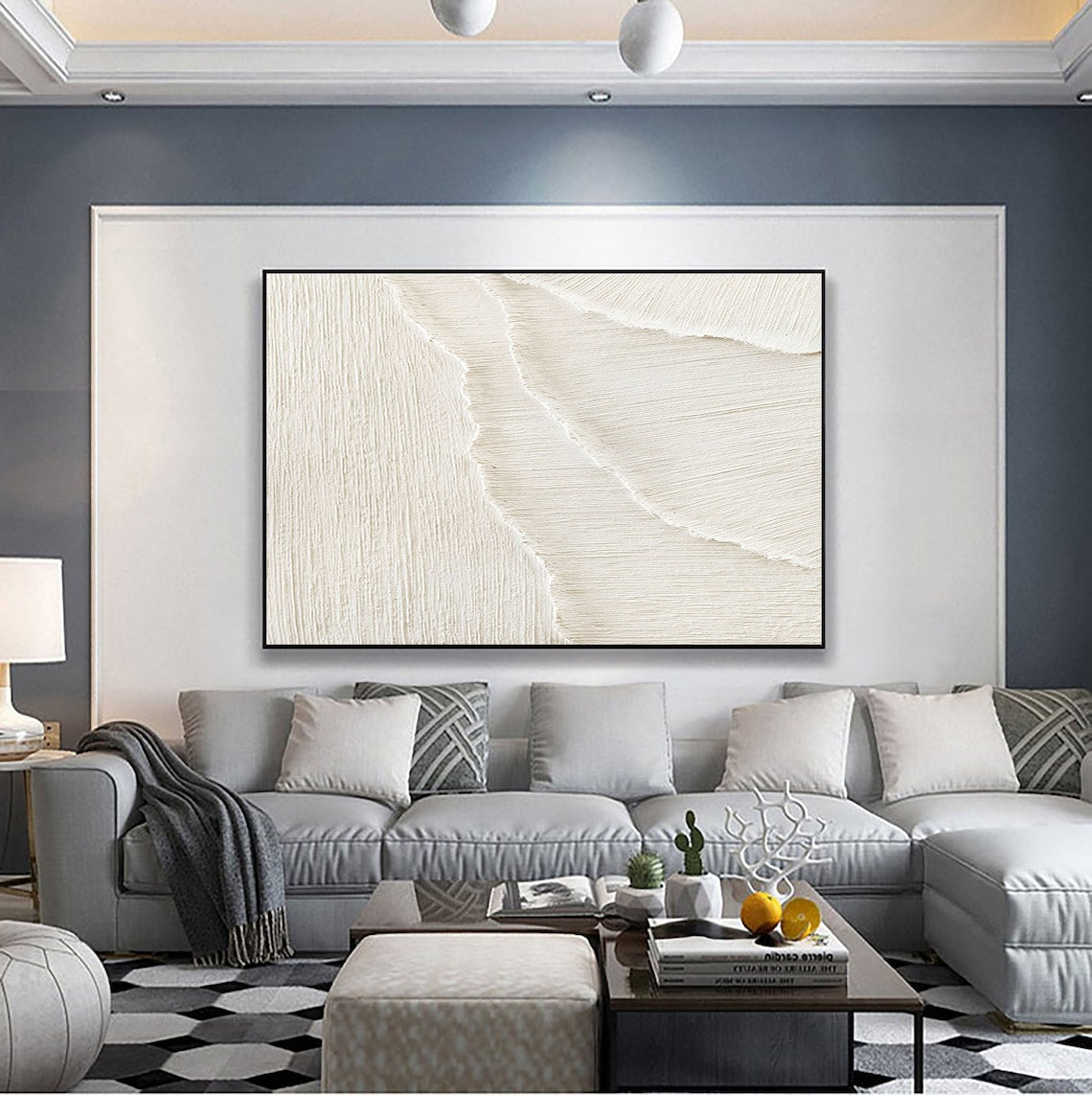 Abstract beach artwork textured oil painting on canvas with coastal-inspired design