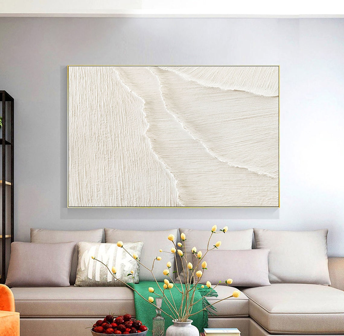 Abstract beach artwork textured oil painting on canvas with coastal-inspired design