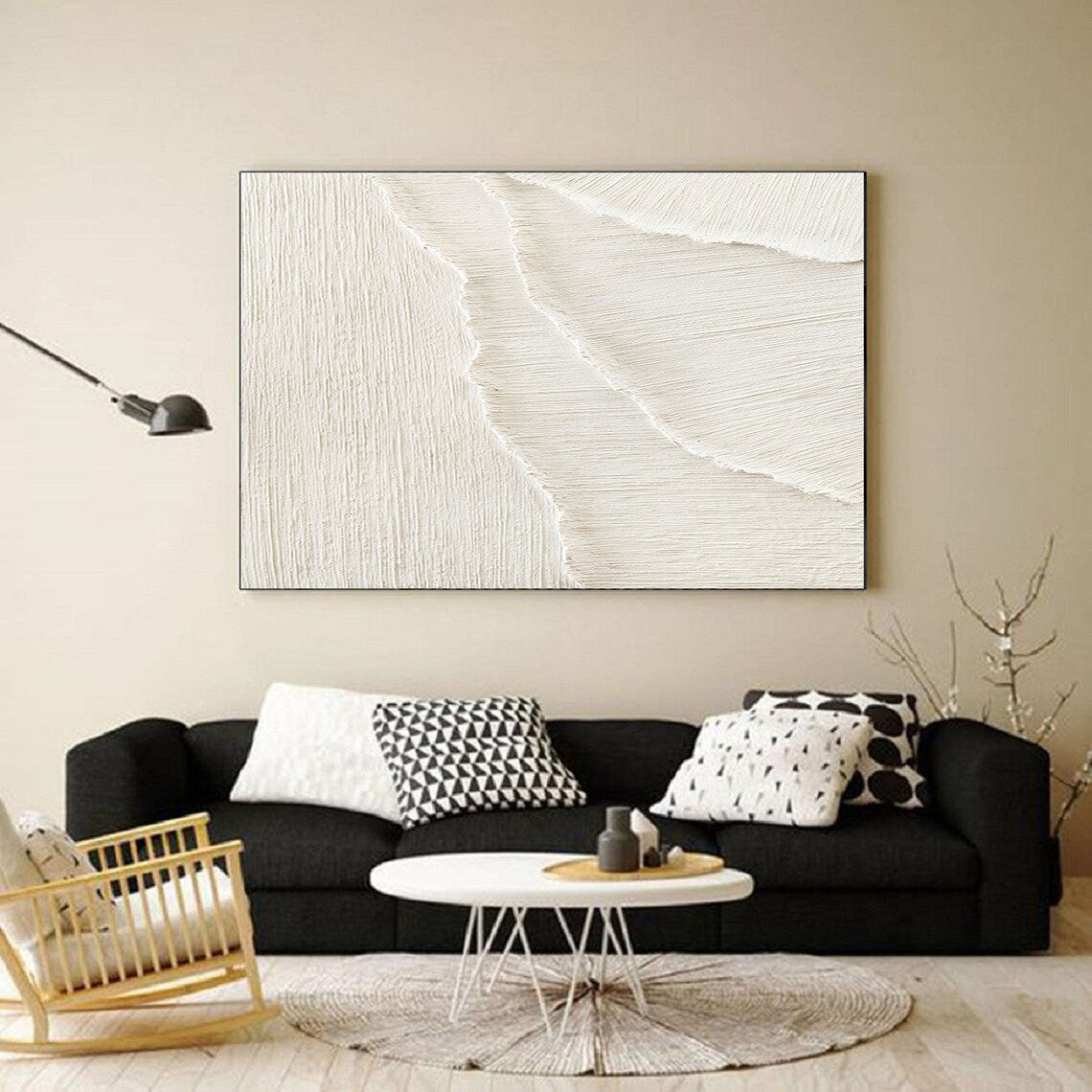 Abstract beach artwork textured oil painting on canvas with coastal-inspired design