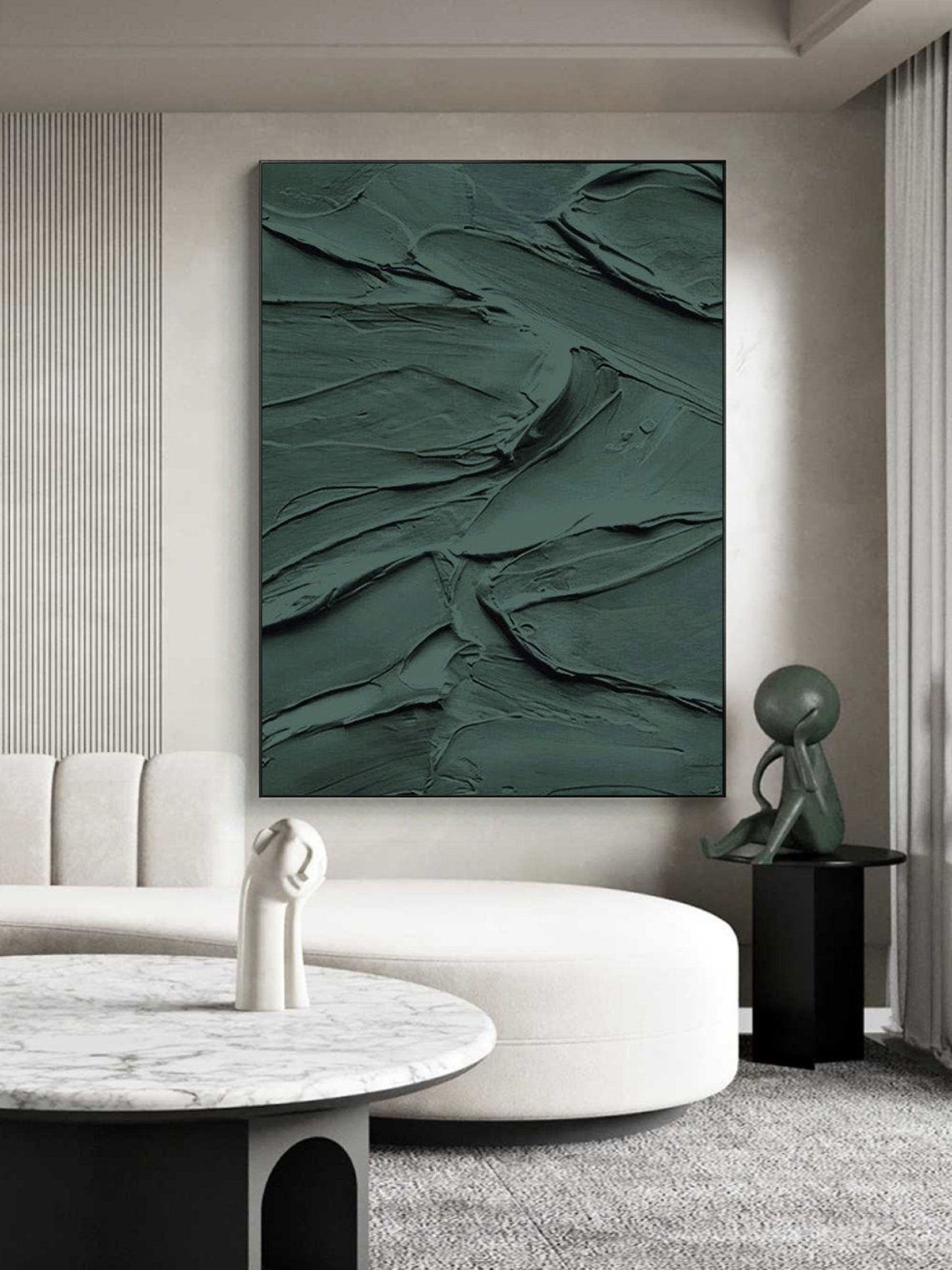 Emerald Depths green abstract art textured canvas painting