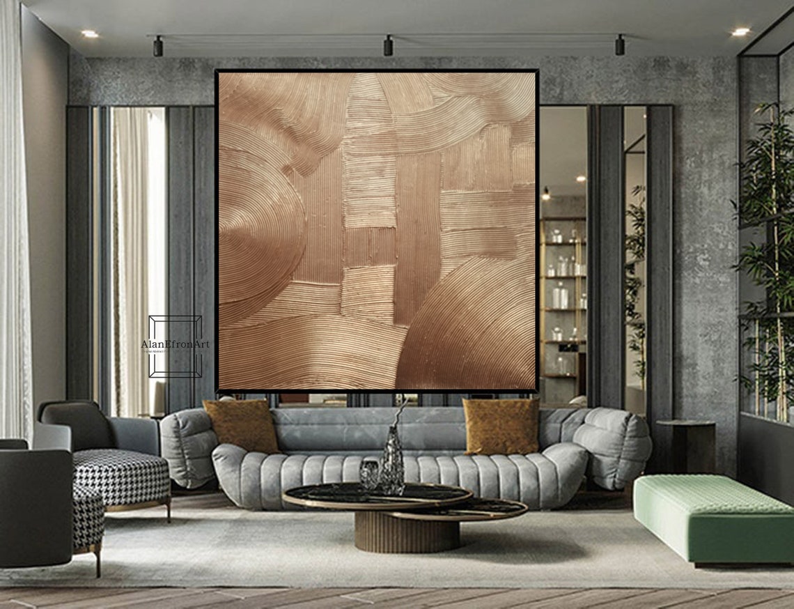 Amber Waves Canvas copper tone textured abstract wall art with curved patterns
