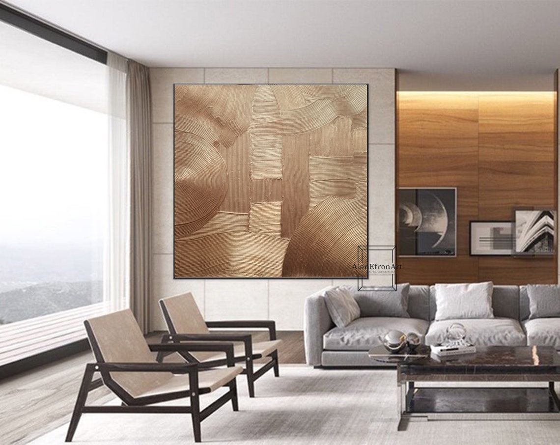 Amber Waves Canvas copper tone textured abstract wall art with curved patterns